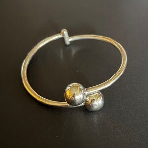 Vintage 925 Sterling Silver Mexican Bangle Ball Cuff Bracelet